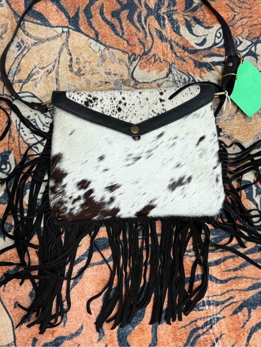Genuine leather Cowhide w/hair. Fringe Cowhide Crossbody Bag. - Picture 3 of 13